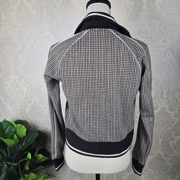 iets frans...Size XS Brown Houndstooth Zip Front Jacket Adj Collar Zip Pockets - Picture 10 of 16